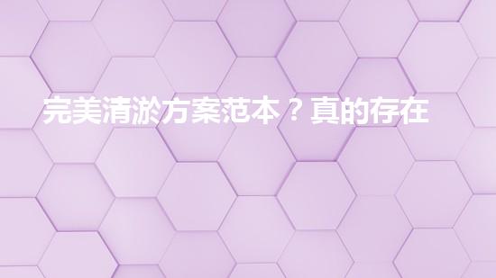 完美清淤方案范本？真的存在嗎！